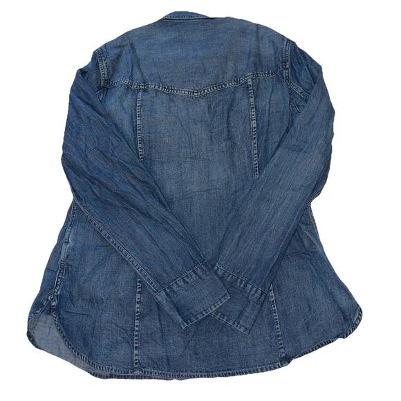 J Crew Denim Pearl Snap Buttons Shirt Top Women's Sz. 12 Slim - Picture 4 of 9